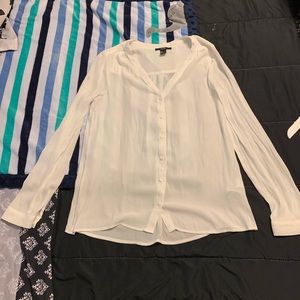 Sheer white button down